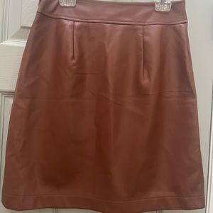 Loft 00P Leather Look Petite Brown Skirt